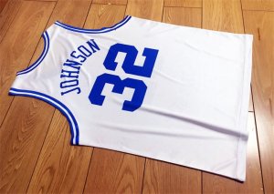 Magic Johnson 32 All Star Game White Basketball Jersey 1986 Midsummer Night's Magic Charity Event